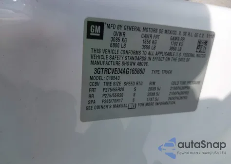 2010 GMC Sierra 1500 Sle z USA, uszkodzony, nr VIN 3GTRCVE04AG165860